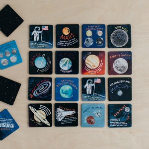 a set of hand-painted, space-themed coasters