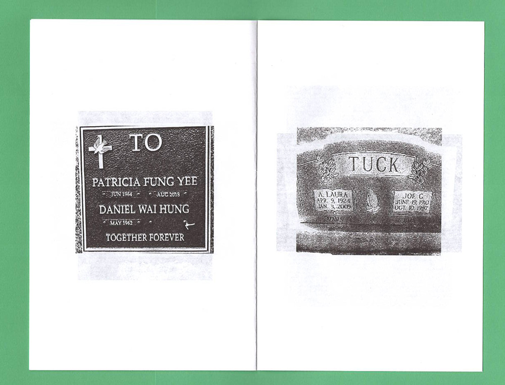 2 Images of gravestones, reading "To", "Tuck", respectively